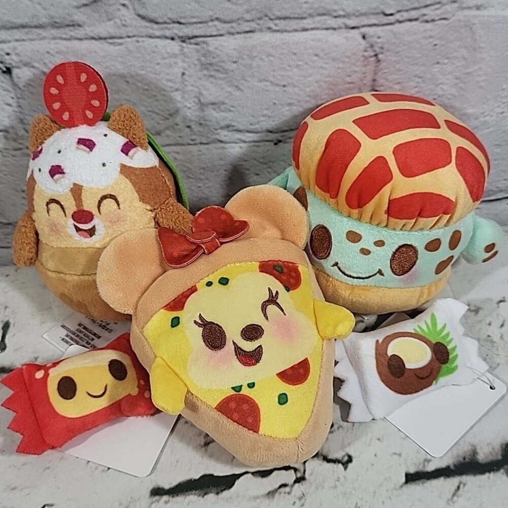 Disney Munchlings Mixed Plush Lot Dale Falafel Squirt Concha‎ Minnie Mouse Pizza